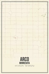 Retro US city map of Arco, Minnesota. Vintage street map.