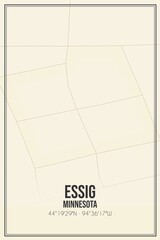 Retro US city map of Essig, Minnesota. Vintage street map.