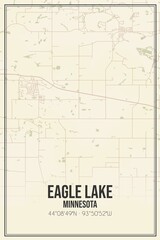 Retro US city map of Eagle Lake, Minnesota. Vintage street map.