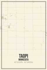 Retro US city map of Taopi, Minnesota. Vintage street map.