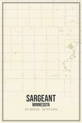 Retro US city map of Sargeant, Minnesota. Vintage street map.