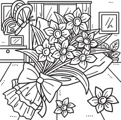 Spring Flower Bouquet Coloring Page for Kids