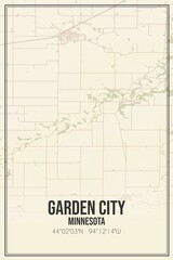 Retro US city map of Garden City, Minnesota. Vintage street map.
