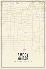 Retro US city map of Amboy, Minnesota. Vintage street map.