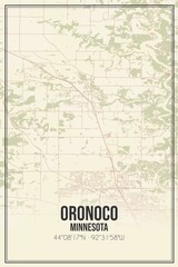Retro US city map of Oronoco, Minnesota. Vintage street map.