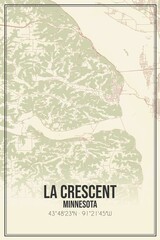 Retro US city map of La Crescent, Minnesota. Vintage street map.