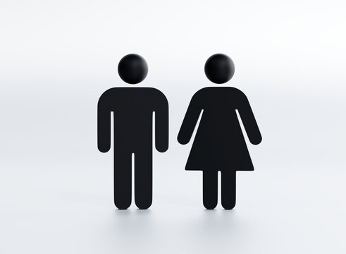 Man And Woman On Gender Neutral Bathroom Sign. 3d Render