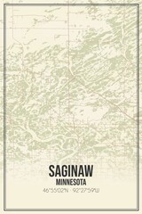 Retro US city map of Saginaw, Minnesota. Vintage street map.