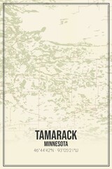 Retro US city map of Tamarack, Minnesota. Vintage street map.