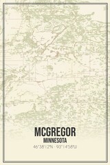 Fototapeta na wymiar Retro US city map of Mcgregor, Minnesota. Vintage street map.