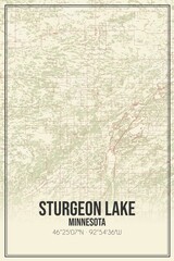 Retro US city map of Sturgeon Lake, Minnesota. Vintage street map.