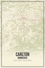 Retro US city map of Carlton, Minnesota. Vintage street map.