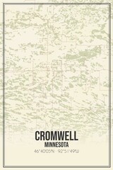Retro US city map of Cromwell, Minnesota. Vintage street map.