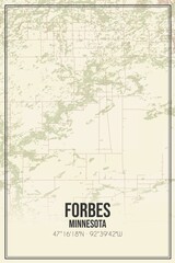 Fototapeta premium Retro US city map of Forbes, Minnesota. Vintage street map.