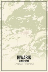 Retro US city map of Biwabik, Minnesota. Vintage street map.