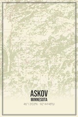 Retro US city map of Askov, Minnesota. Vintage street map.
