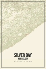 Retro US city map of Silver Bay, Minnesota. Vintage street map.