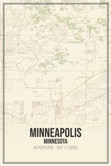Fototapeta na wymiar Retro US city map of Minneapolis, Minnesota. Vintage street map.