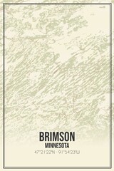 Retro US city map of Brimson, Minnesota. Vintage street map.