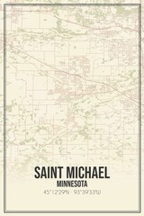 Retro US city map of Saint Michael, Minnesota. Vintage street map.