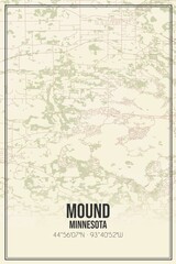 Retro US city map of Mound, Minnesota. Vintage street map.