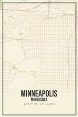 Obraz premium Retro US city map of Minneapolis, Minnesota. Vintage street map.