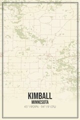 Fototapeta premium Retro US city map of Kimball, Minnesota. Vintage street map.