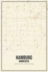 Retro US city map of Hamburg, Minnesota. Vintage street map.