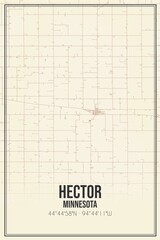 Retro US city map of Hector, Minnesota. Vintage street map.