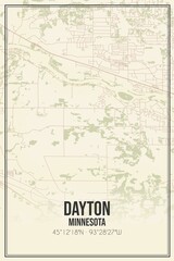 Retro US city map of Dayton, Minnesota. Vintage street map.