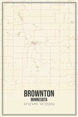 Retro US city map of Brownton, Minnesota. Vintage street map.