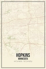 Obraz premium Retro US city map of Hopkins, Minnesota. Vintage street map.