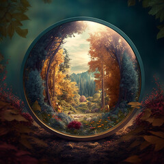 Magic world through a looking glass, fantasy, digital art