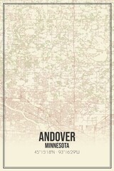 Retro US city map of Andover, Minnesota. Vintage street map.