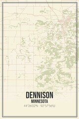 Retro US city map of Dennison, Minnesota. Vintage street map.