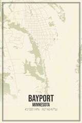 Retro US city map of Bayport, Minnesota. Vintage street map.
