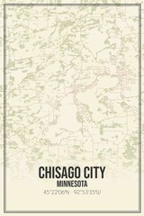 Retro US city map of Chisago City, Minnesota. Vintage street map.