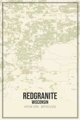Retro US city map of Redgranite, Wisconsin. Vintage street map.