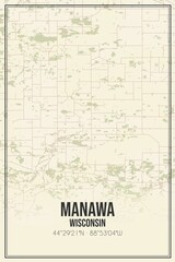 Retro US city map of Manawa, Wisconsin. Vintage street map.