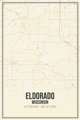 Retro US city map of Eldorado, Wisconsin. Vintage street map.