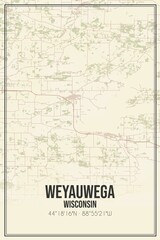 Retro US city map of Weyauwega, Wisconsin. Vintage street map.