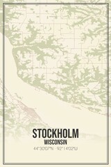 Retro US city map of Stockholm, Wisconsin. Vintage street map.