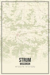 Retro US city map of Strum, Wisconsin. Vintage street map.