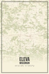Retro US city map of Eleva, Wisconsin. Vintage street map.