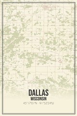 Retro US city map of Dallas, Wisconsin. Vintage street map.