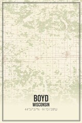 Retro US city map of Boyd, Wisconsin. Vintage street map.