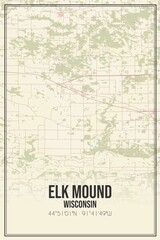 Retro US city map of Elk Mound, Wisconsin. Vintage street map.