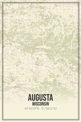 Retro US city map of Augusta, Wisconsin. Vintage street map.