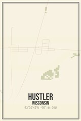 Retro US city map of Hustler, Wisconsin. Vintage street map.