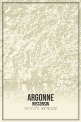Retro US city map of Argonne, Wisconsin. Vintage street map.